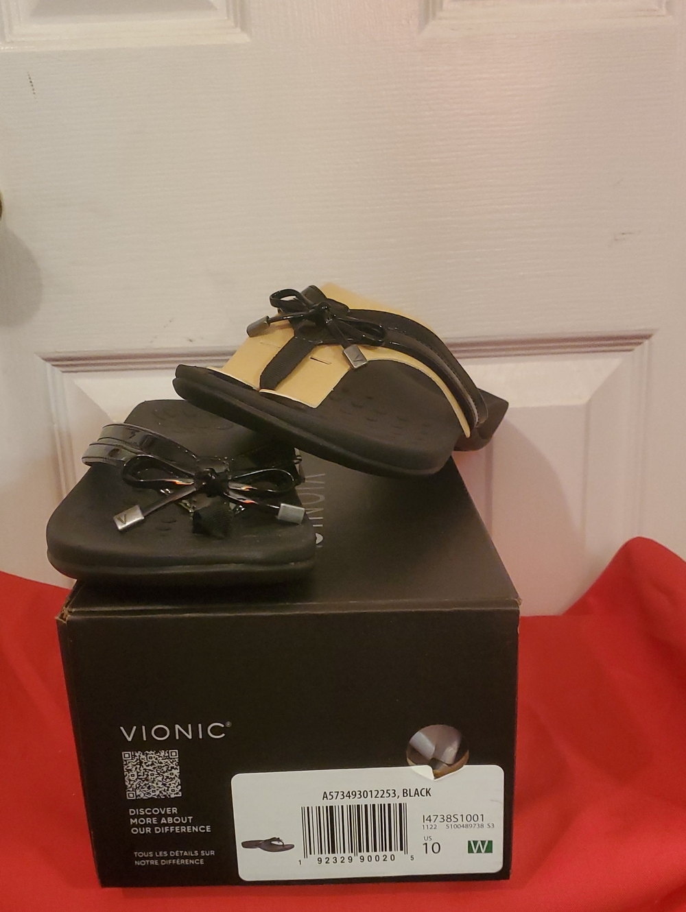 [Never Worn] Vionic Orthopedic-Designed Black Flip Flop Sandals with Bow Detail